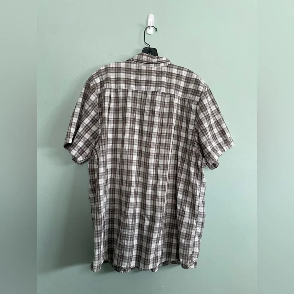 The North Face Men’s White & Brown Summer Short Sleeve Checkered Shirt Size XL
